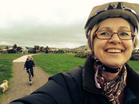 Jan cycling through her hood